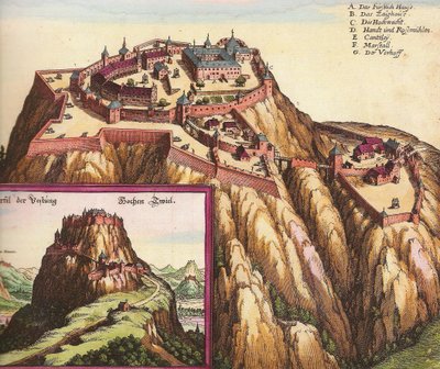 Castle Hohentwiel in southern Germany, near Lake Constance by Matthaus the Elder Merian